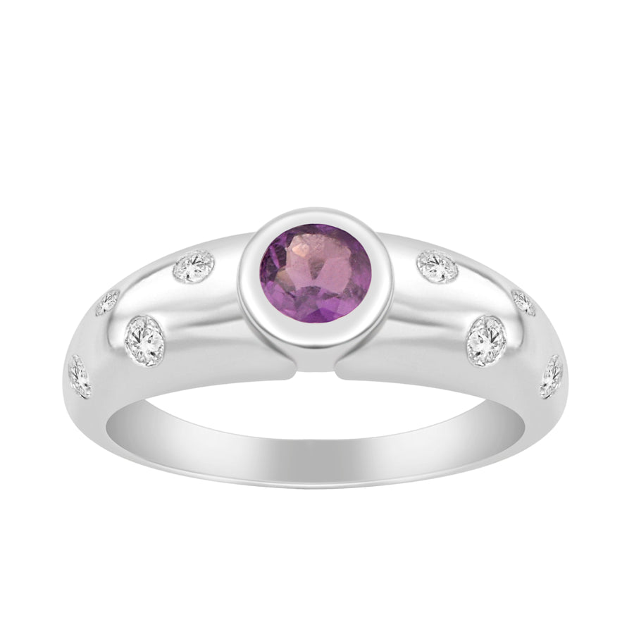 Amethyst Dome Design Ring - Sterling Silver