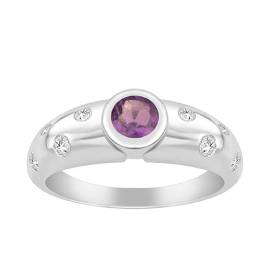 925 Sterling Silver Round 5mm Amethyst Women Promise Ring - Kimaya INC