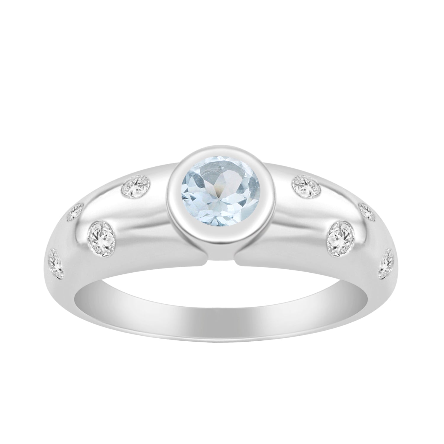 925 Sterling Silver Round 5mm Aquamarine Women Promise Ring - Kimaya INC