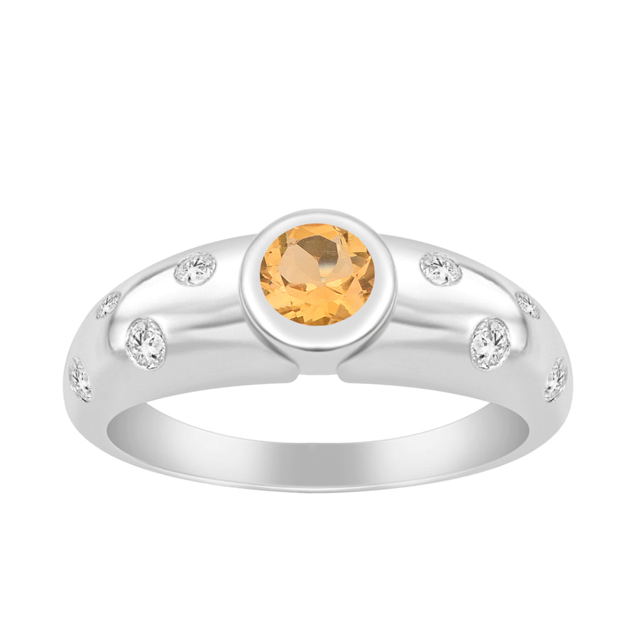 Citrine Dome Design Ring - Sterling Silver