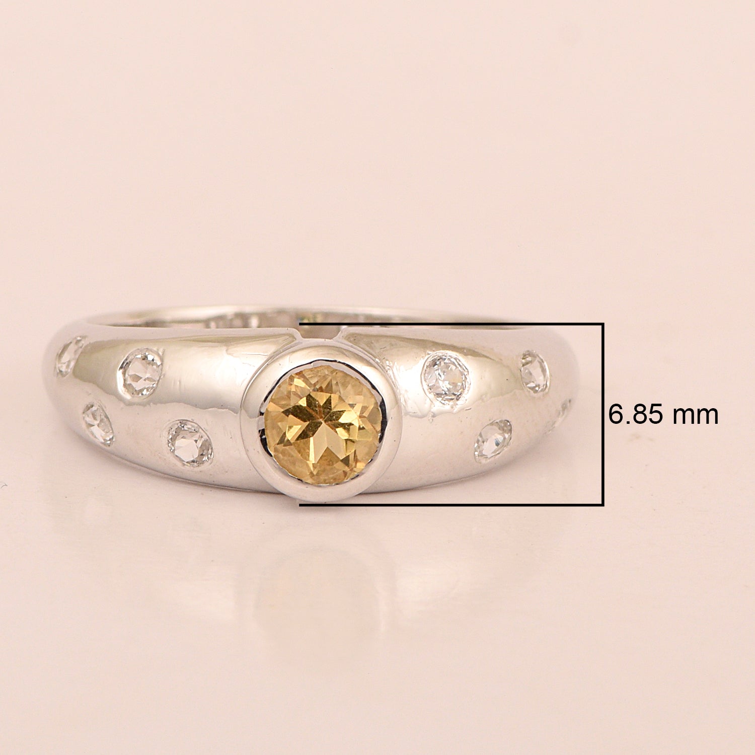 925 Sterling Silver Round 5mm Citrine Women Promise Ring - Kimaya INC
