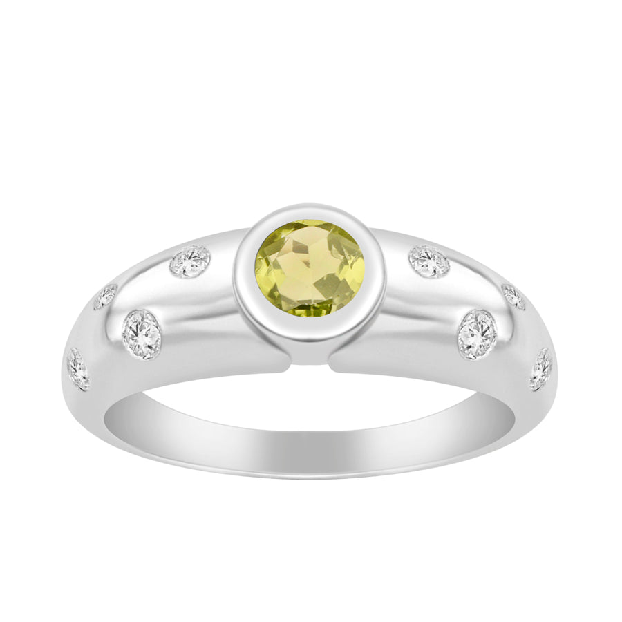 Peridot Dome Design Ring - Sterling Silver