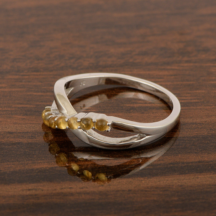 Citrine Modern Crossover Ring- Sterling Silver