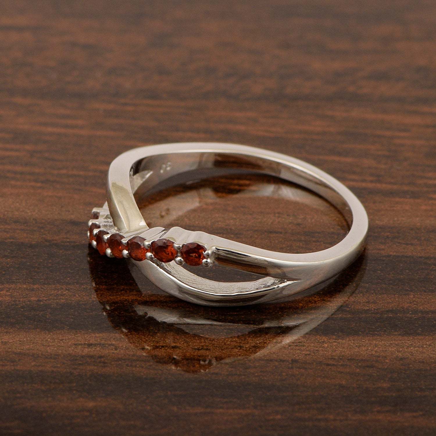 925 Sterling Silver Eternity Round 0.35 Ctw Garnet Women Rings - Kimaya INC