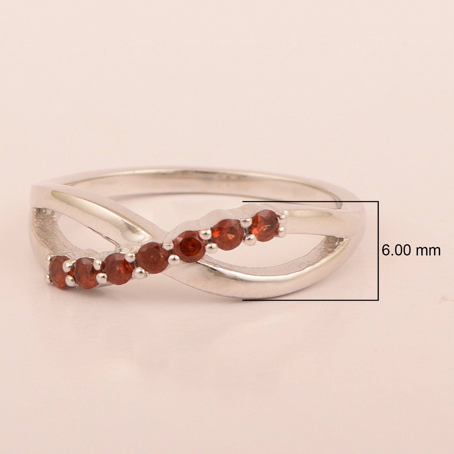 925 Sterling Silver Eternity Round 0.35 Ctw Garnet Women Rings - Kimaya INC