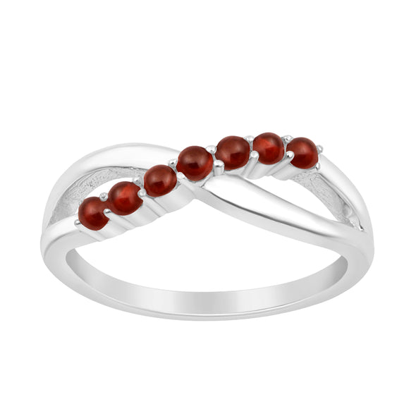 925 Sterling Silver Eternity Round 0.35 Ctw Garnet Women Rings - Kimaya INC