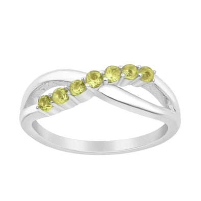 925 Sterling Silver Eternity Round 0.35 Ctw Peridot Women Rings - Kimaya INC