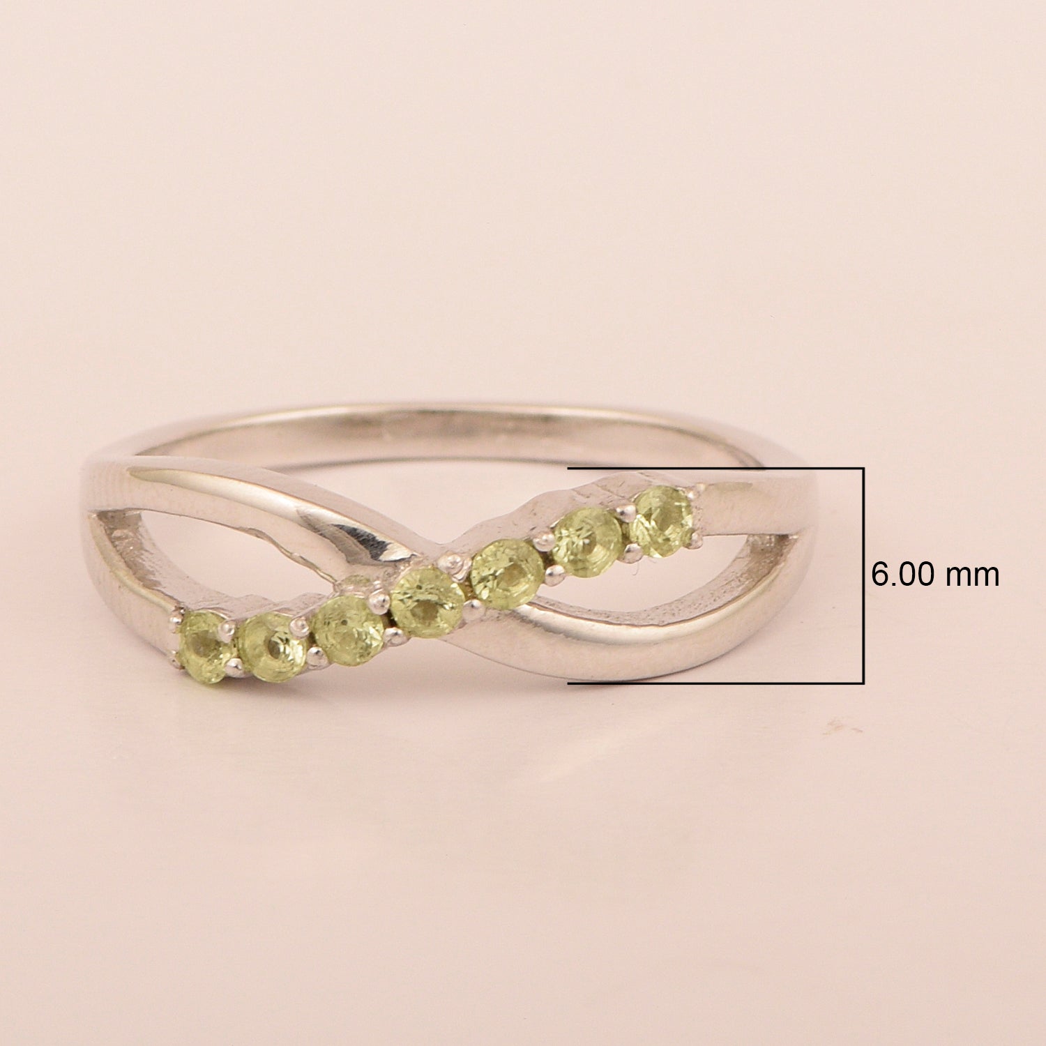 925 Sterling Silver Eternity Round 0.35 Ctw Peridot Women Rings - Kimaya INC
