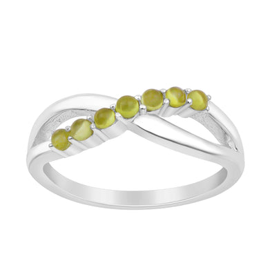 925 Sterling Silver Eternity Round 0.35 Ctw Peridot Women Rings - Kimaya INC