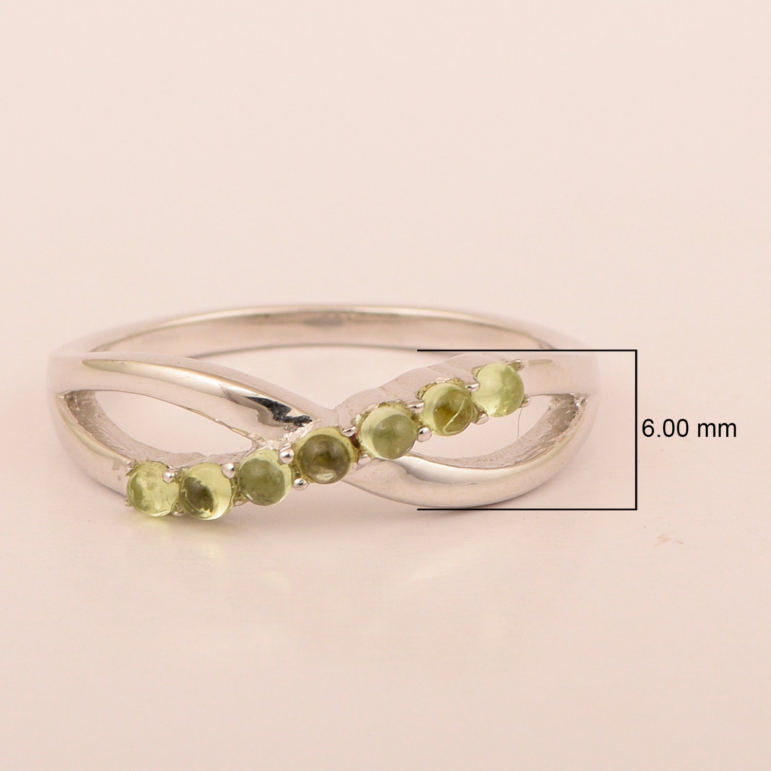 925 Sterling Silver Eternity Round 0.35 Ctw Peridot Women Rings - Kimaya INC