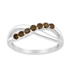 925 Sterling Silver Eternity Round 0.35 Ctw Smoky Quartz Women Rings - Kimaya INC