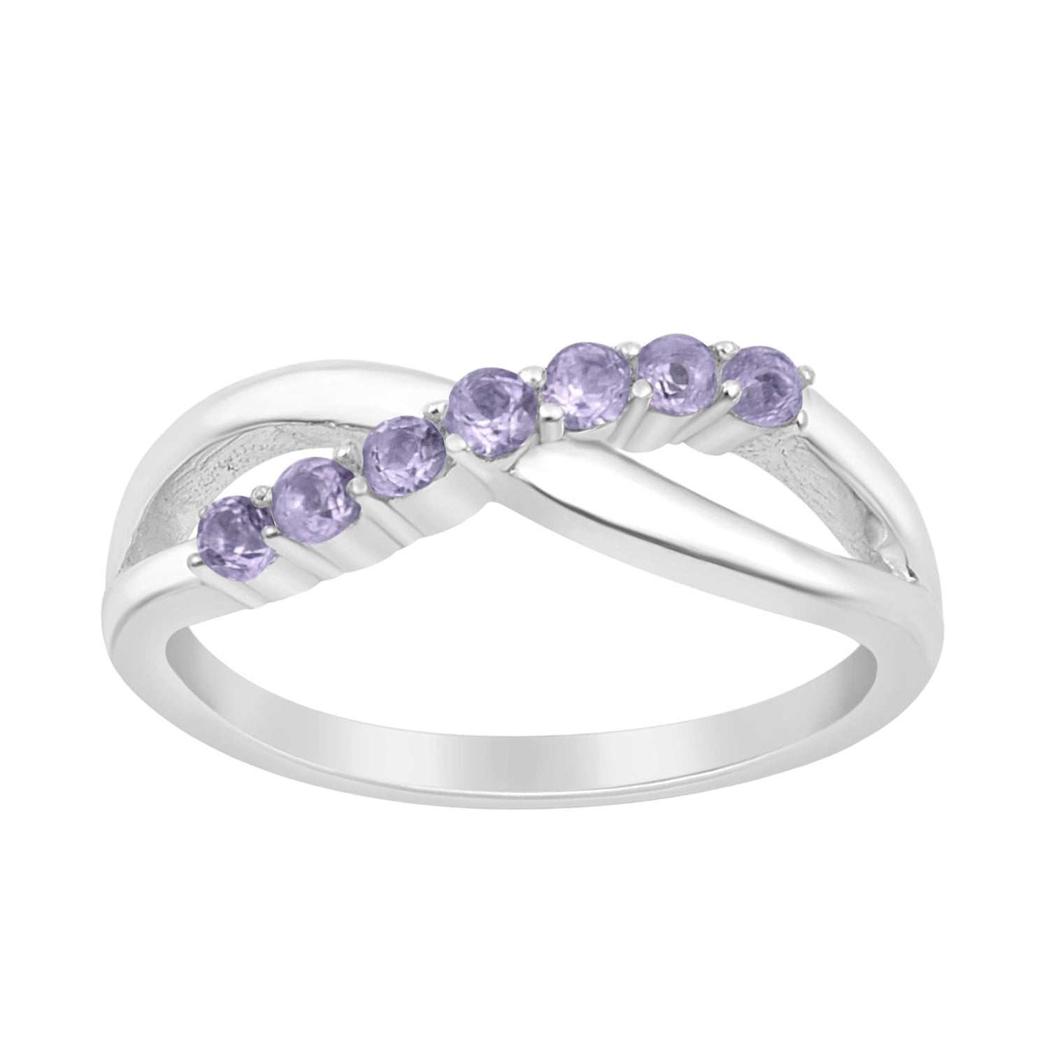 925 Sterling Silver Eternity Round 0.35 Ctw Tanzanite Women Rings - Kimaya INC