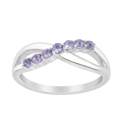 925 Sterling Silver Eternity Round 0.35 Ctw Tanzanite Women Rings - Kimaya INC