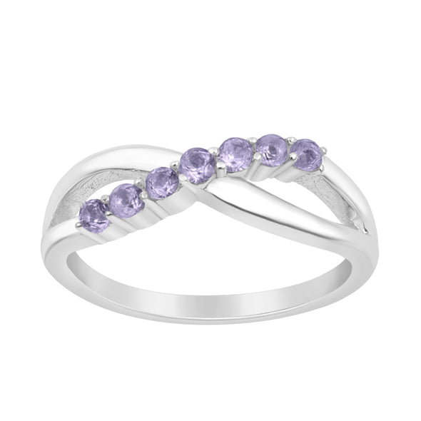 925 Sterling Silver Eternity Round 0.35 Ctw Tanzanite Women Rings - Kimaya INC