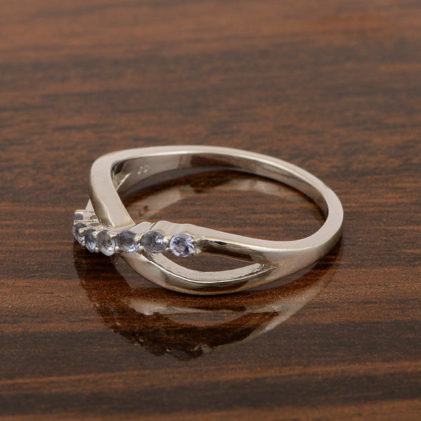 925 Sterling Silver Eternity Round 0.35 Ctw Tanzanite Women Rings - Kimaya INC