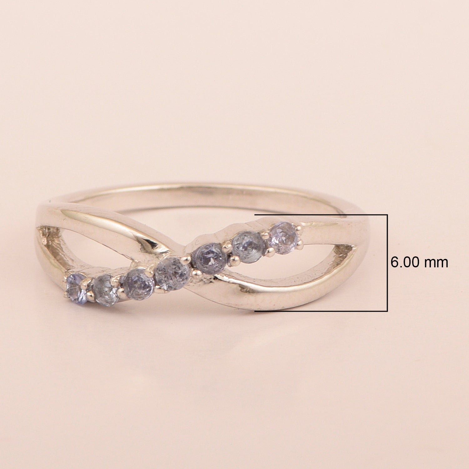925 Sterling Silver Eternity Round 0.35 Ctw Tanzanite Women Rings - Kimaya INC