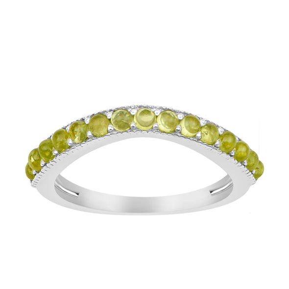 925 Sterling Silver Curve Band Round 0.75 Ctw Peridot Stacking Ring - Kimaya INC