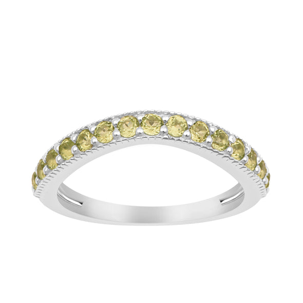 925 Sterling Silver Curve Band Round 0.75 Ctw Peridot Stacking Ring - Kimaya INC