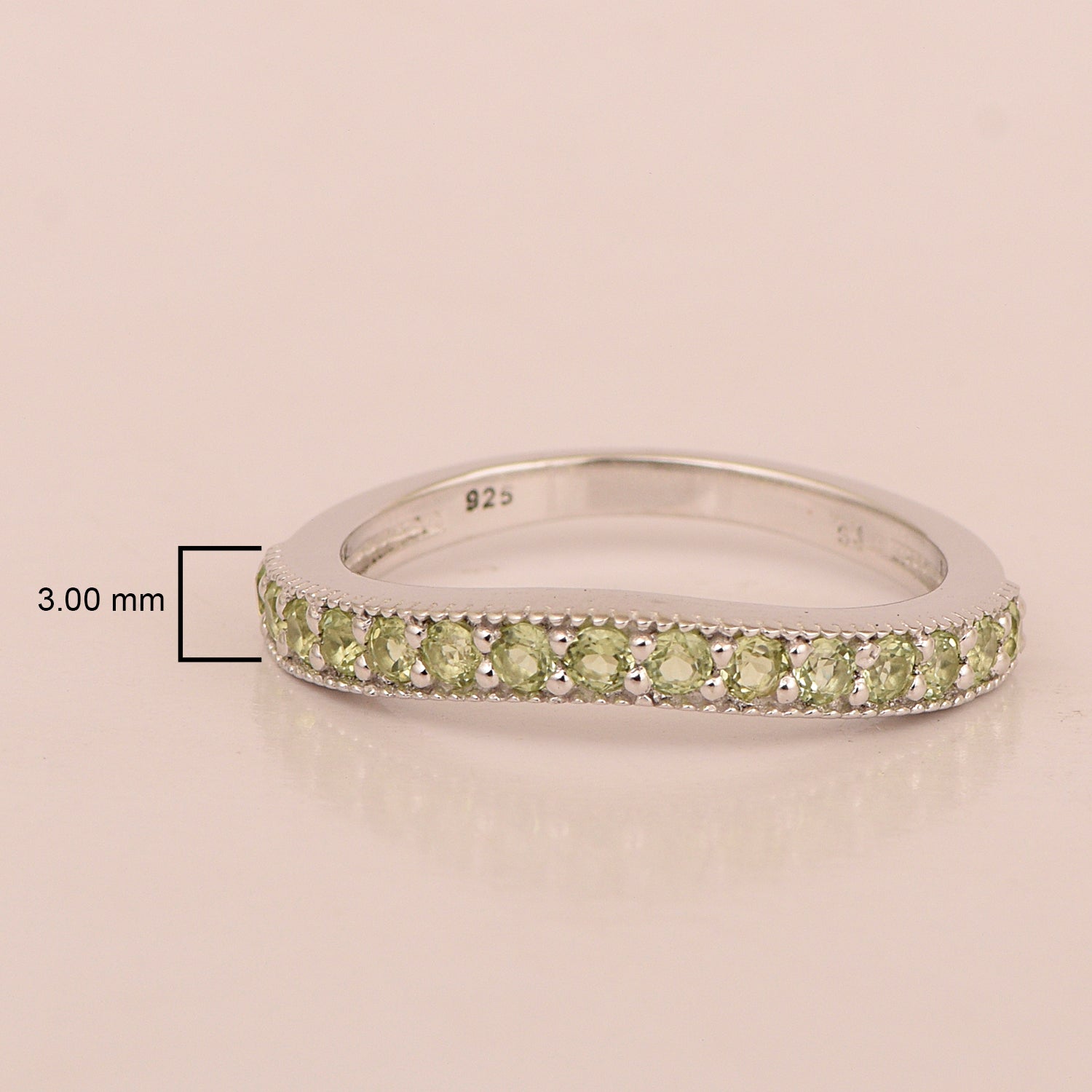 925 Sterling Silver Curve Band Round 0.75 Ctw Peridot Stacking Ring - Kimaya INC