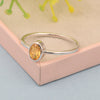 Stackable Oval 0.20 Ctw Citrine Bezel Set 925 Sterling Silver Stacking Rings - Kimaya INC