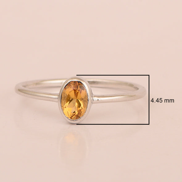 Stackable Oval 0.20 Ctw Citrine Bezel Set 925 Sterling Silver Stacking Rings - Kimaya INC