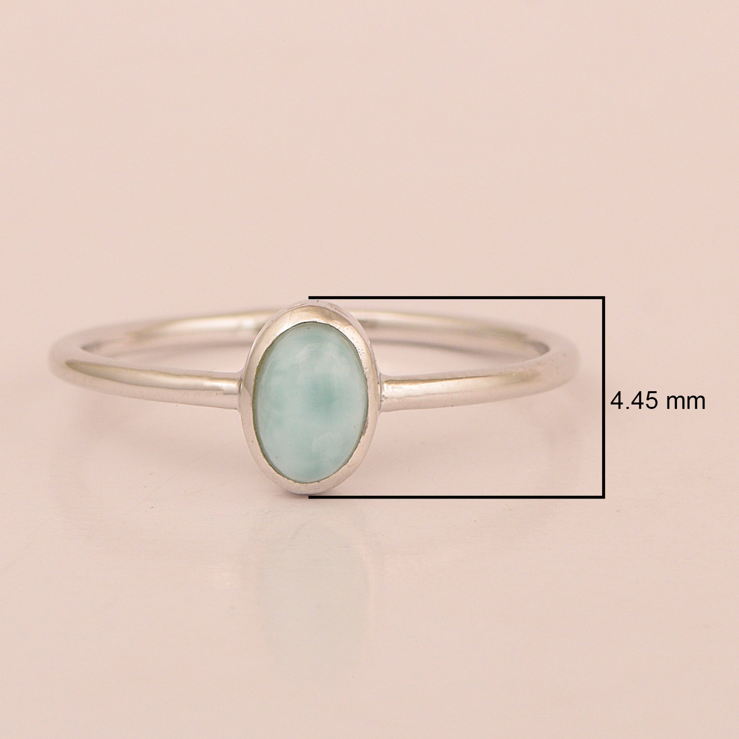 Stackable Oval 0.20 Ctw Larimar Bezel Set 925 Sterling Silver Stacking Rings - Kimaya INC