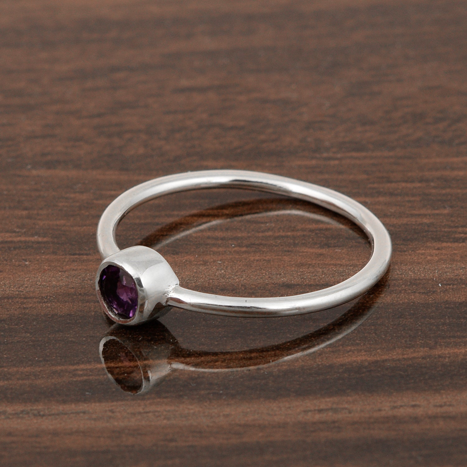 925 Sterling Silver Round 0.20 Ctw Amethyst Women Engagement Ring - Kimaya INC