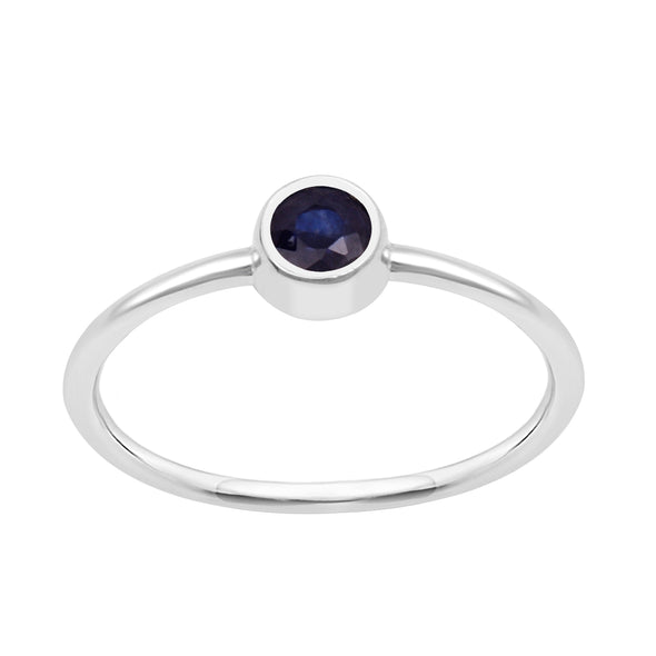 925 Sterling Silver Round 0.20 Ctw Blue Sapphire Women Engagement Ring - Kimaya INC