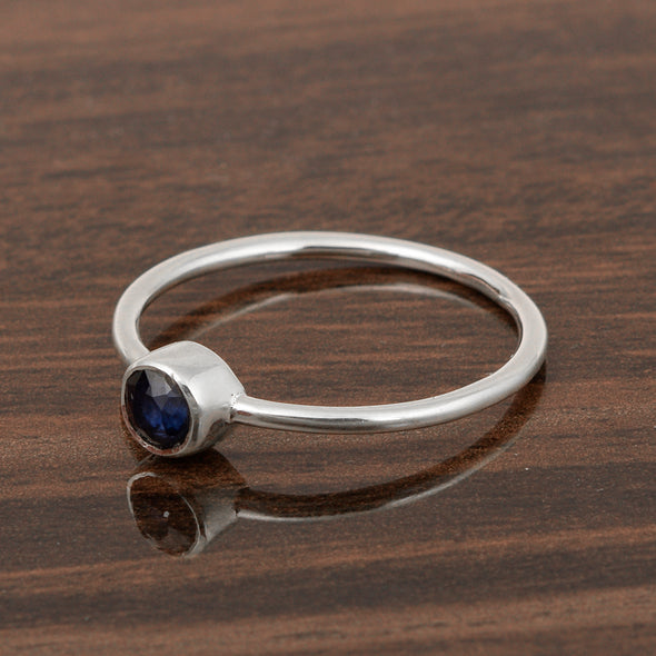 925 Sterling Silver Round 0.20 Ctw Blue Sapphire Women Engagement Ring - Kimaya INC