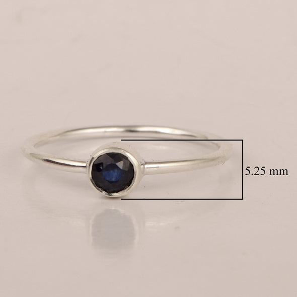 925 Sterling Silver Round 0.20 Ctw Blue Sapphire Women Engagement Ring - Kimaya INC