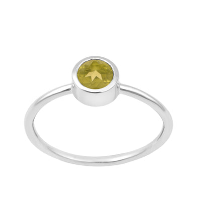 925 Sterling Silver Round 5mm 0.30 Ctw Peridot Women Engagement Ring - Kimaya INC