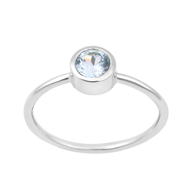 925 Sterling Silver Round 5mm 0.30 Ctw Swiss Blue Topaz Women Engagement Ring - Kimaya INC