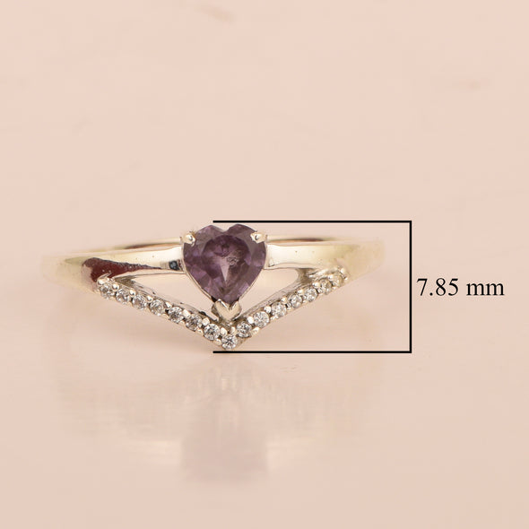 Sterling Silver Love Heart Cut 5MM Amethyst Engagement Rings - Kimaya INC