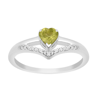 Sterling Silver Love Heart Cut 5MM Peridot Engagement Rings - Kimaya INC