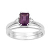 Sterling Silver Radiant Cut 1.20 Ctw Amethyst Dual Band Women Stacking Ring - Kimaya INC