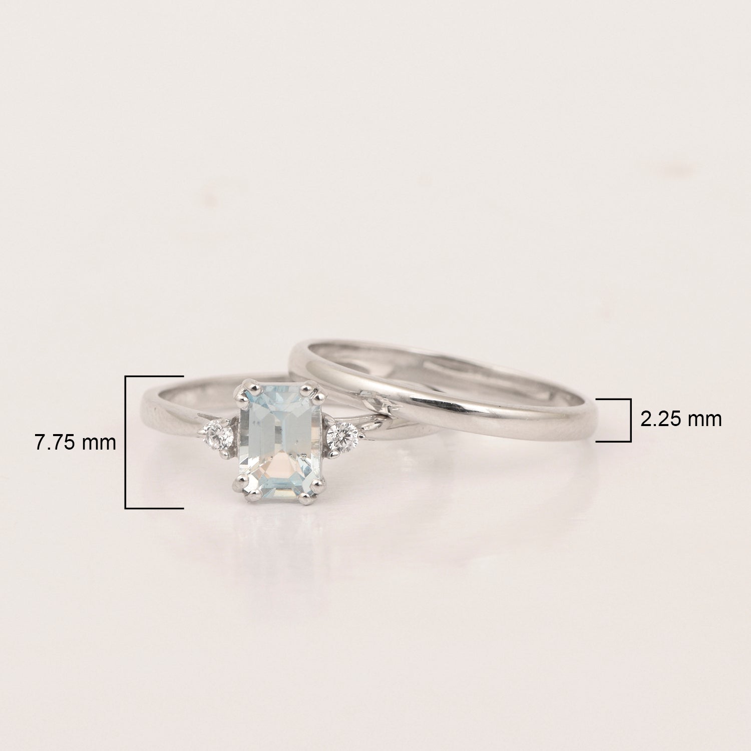 Sterling Silver Radiant Cut 1.20 Ctw Blue Topaz Dual Band Women Stacking Ring - Kimaya INC