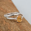 Sterling Silver Radiant Cut 1.20 Ctw Citrine Dual Band Women Stacking Ring - Kimaya INC