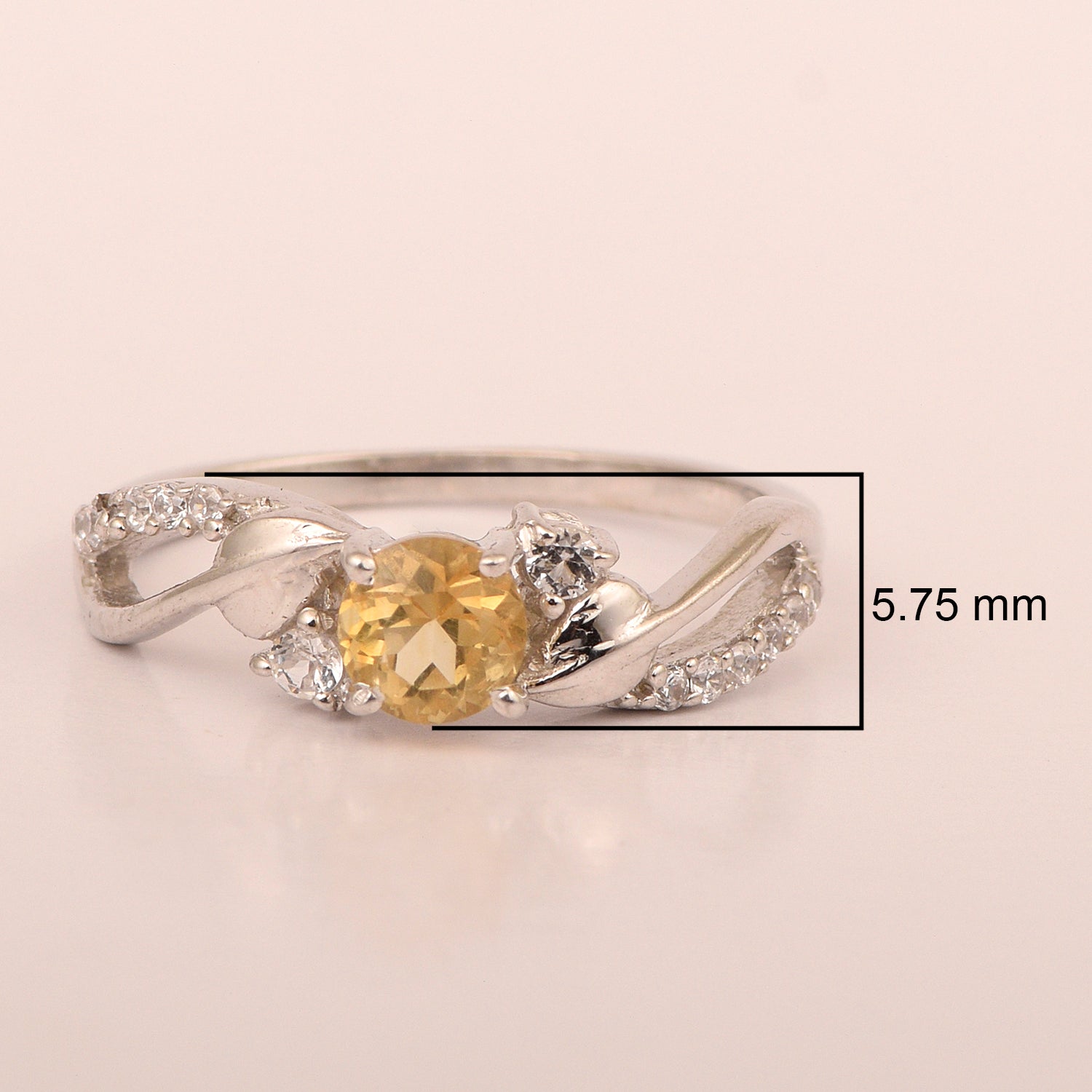 Sterling Silver Round 5mm Citrine Bypass Shank Women Wedding Ring - Kimaya INC