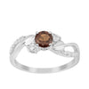 Sterling Silver Round 5mm Smoky Quartz Bypass Shank Women Wedding Ring - Kimaya INC