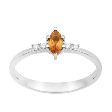 925 Sterling Silver Marquise 6x3mm Citrine Ring - Kimaya INC