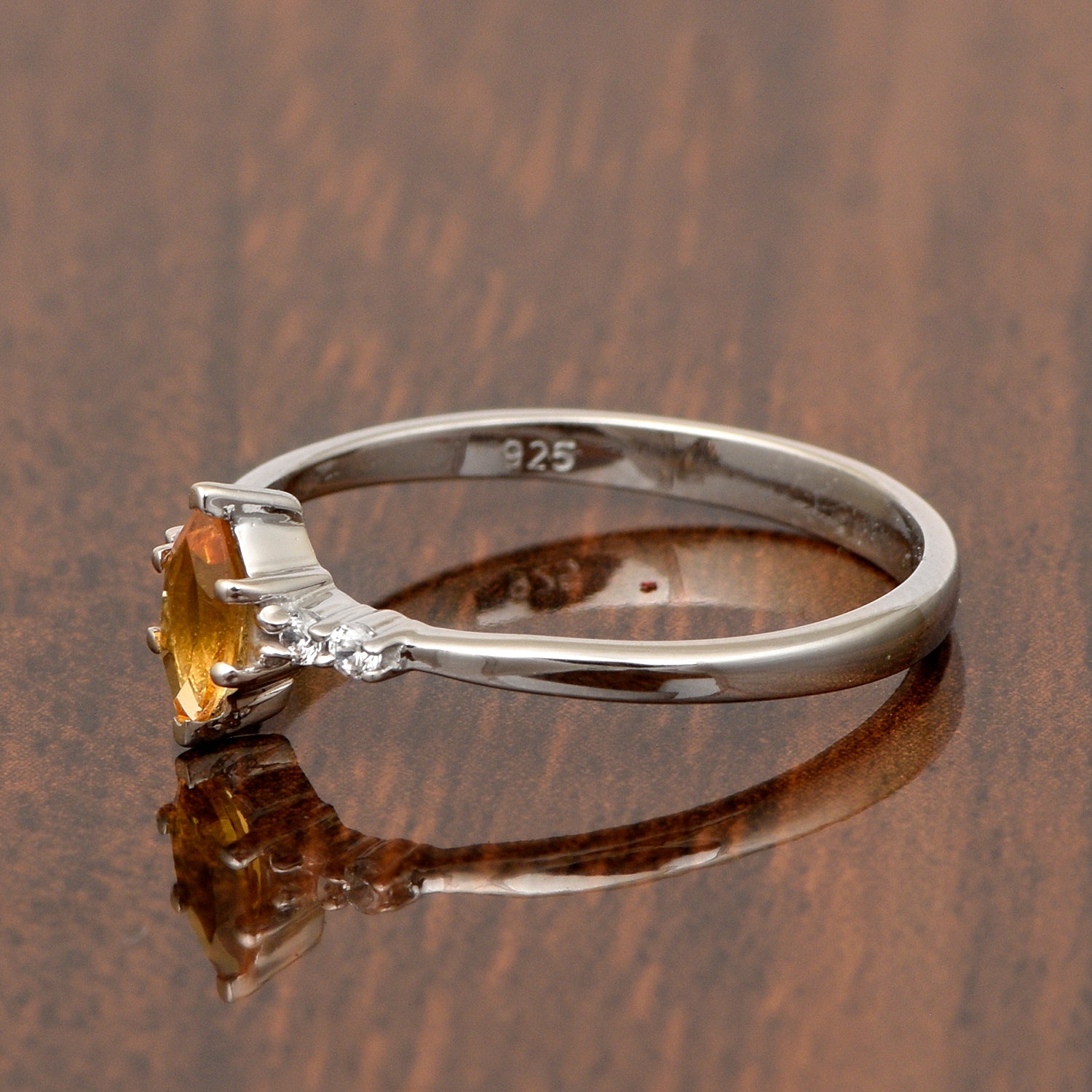 925 Sterling Silver Marquise 6x3mm Citrine Ring - Kimaya INC