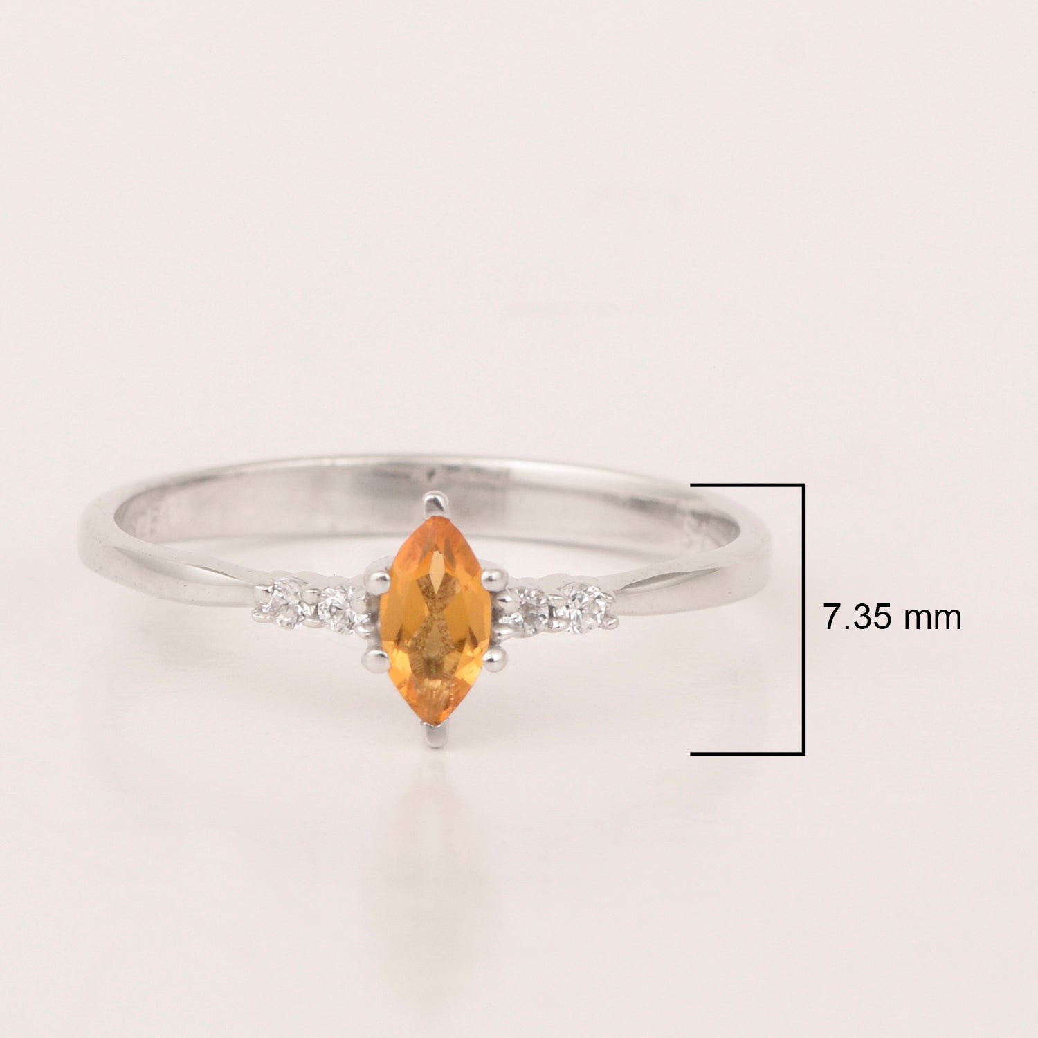 925 Sterling Silver Marquise 6x3mm Citrine Ring - Kimaya INC