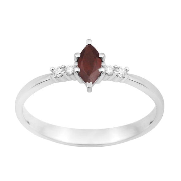 925 Sterling Silver Marquise 6x3mm Garnet Ring - Kimaya INC