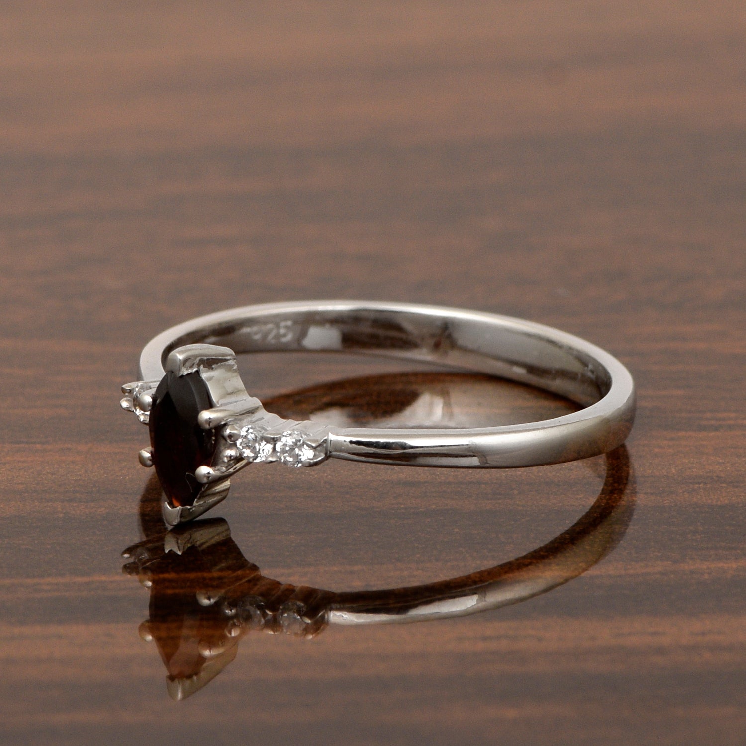 925 Sterling Silver Marquise 6x3mm Garnet Ring - Kimaya INC