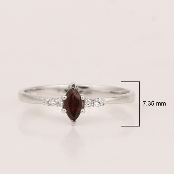 925 Sterling Silver Marquise 6x3mm Garnet Ring - Kimaya INC