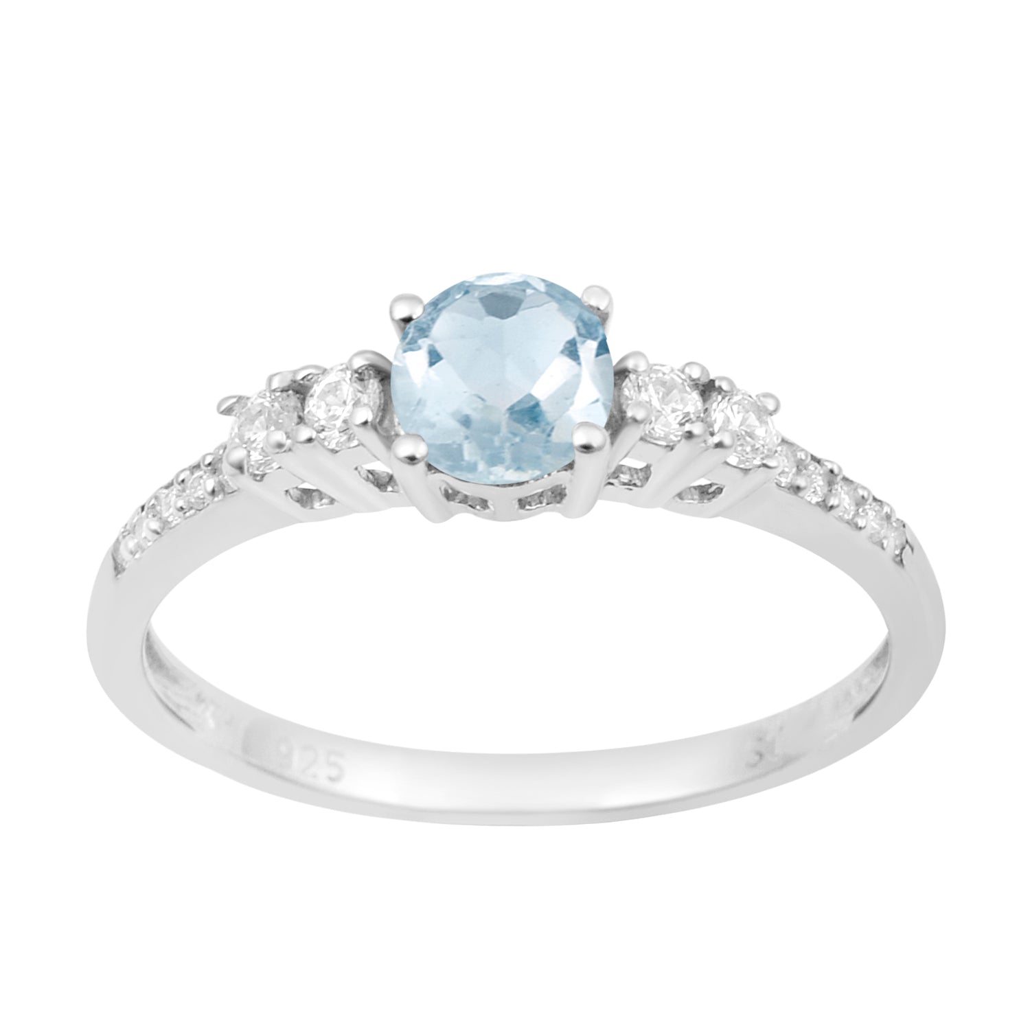 Round 5 MM Blue Topaz Gemstone 925 Sterling Silver Women Engagement Ring - Kimaya INC