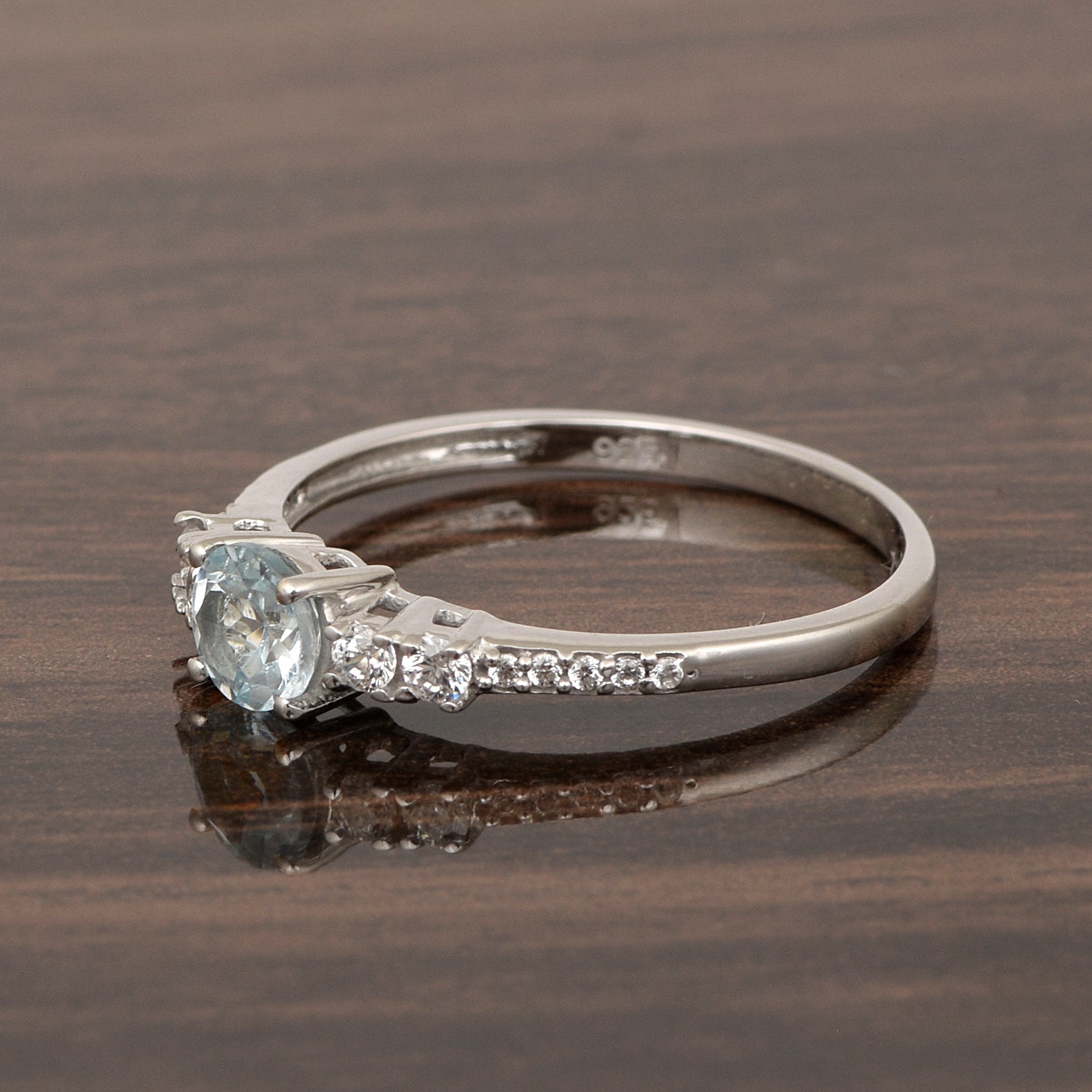 Round 5 MM Blue Topaz Gemstone 925 Sterling Silver Women Engagement Ring - Kimaya INC