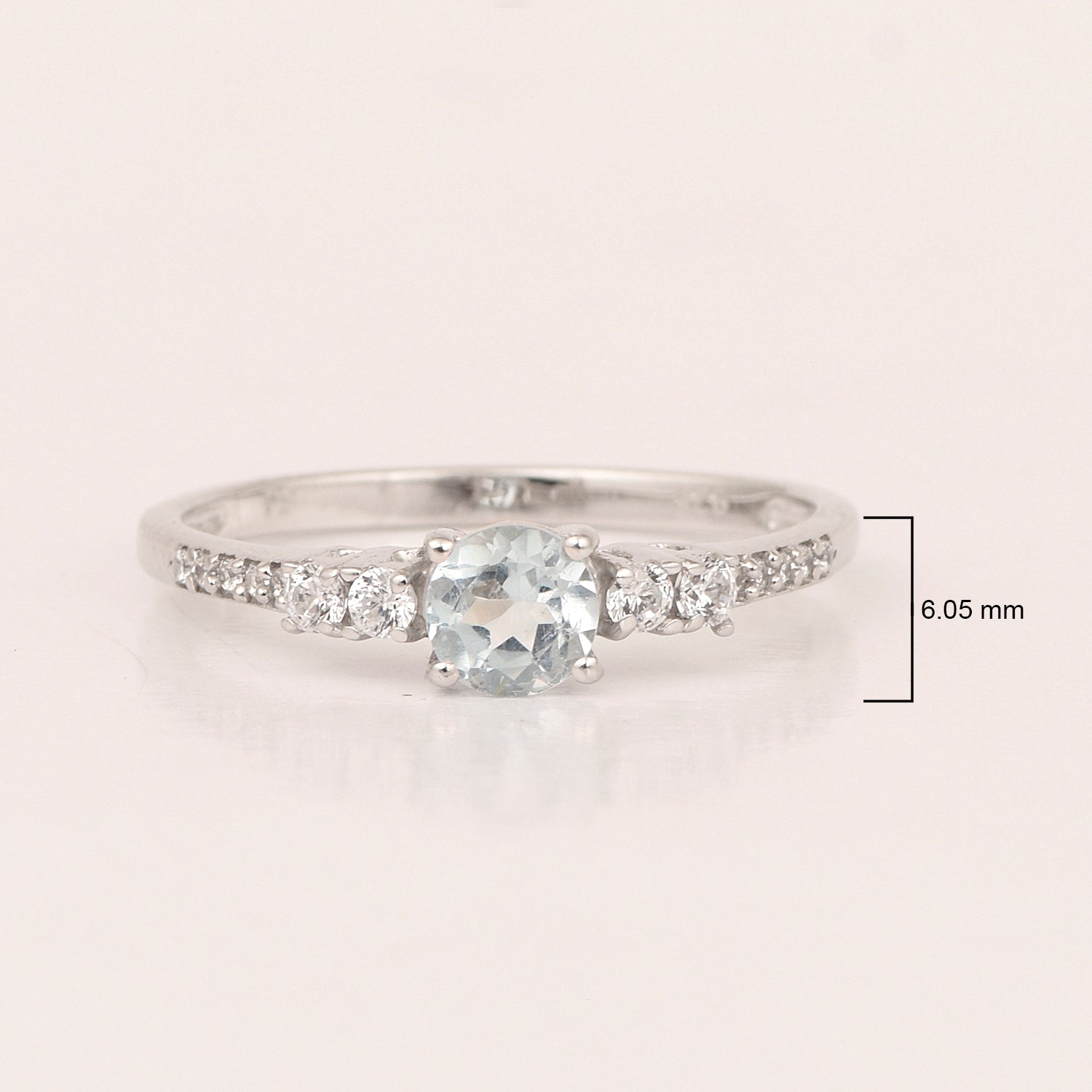 Round 5 MM Blue Topaz Gemstone 925 Sterling Silver Women Engagement Ring - Kimaya INC