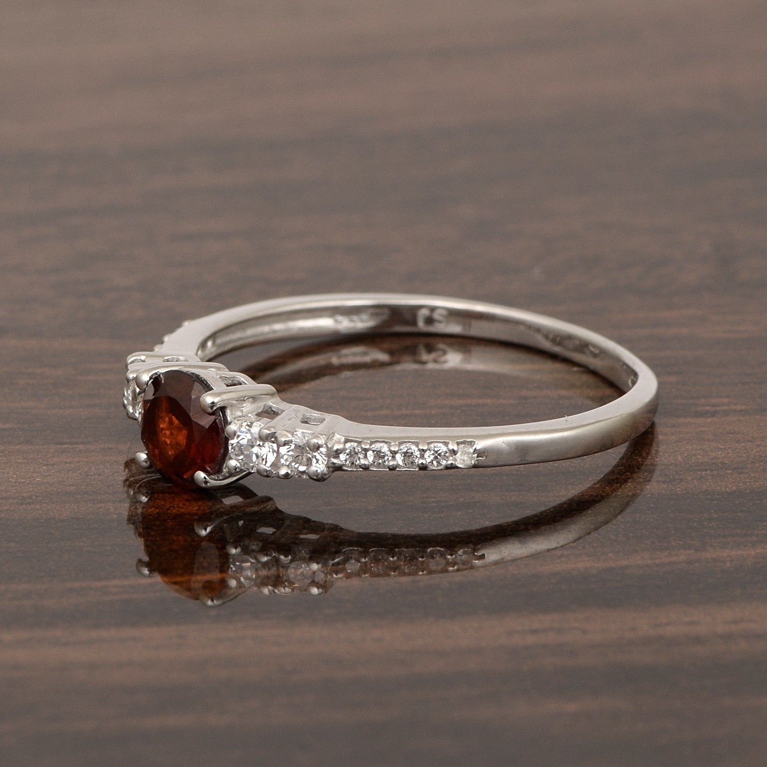 Round 5 MM Garnet Gemstone 925 Sterling Silver Women Engagement Ring - Kimaya INC