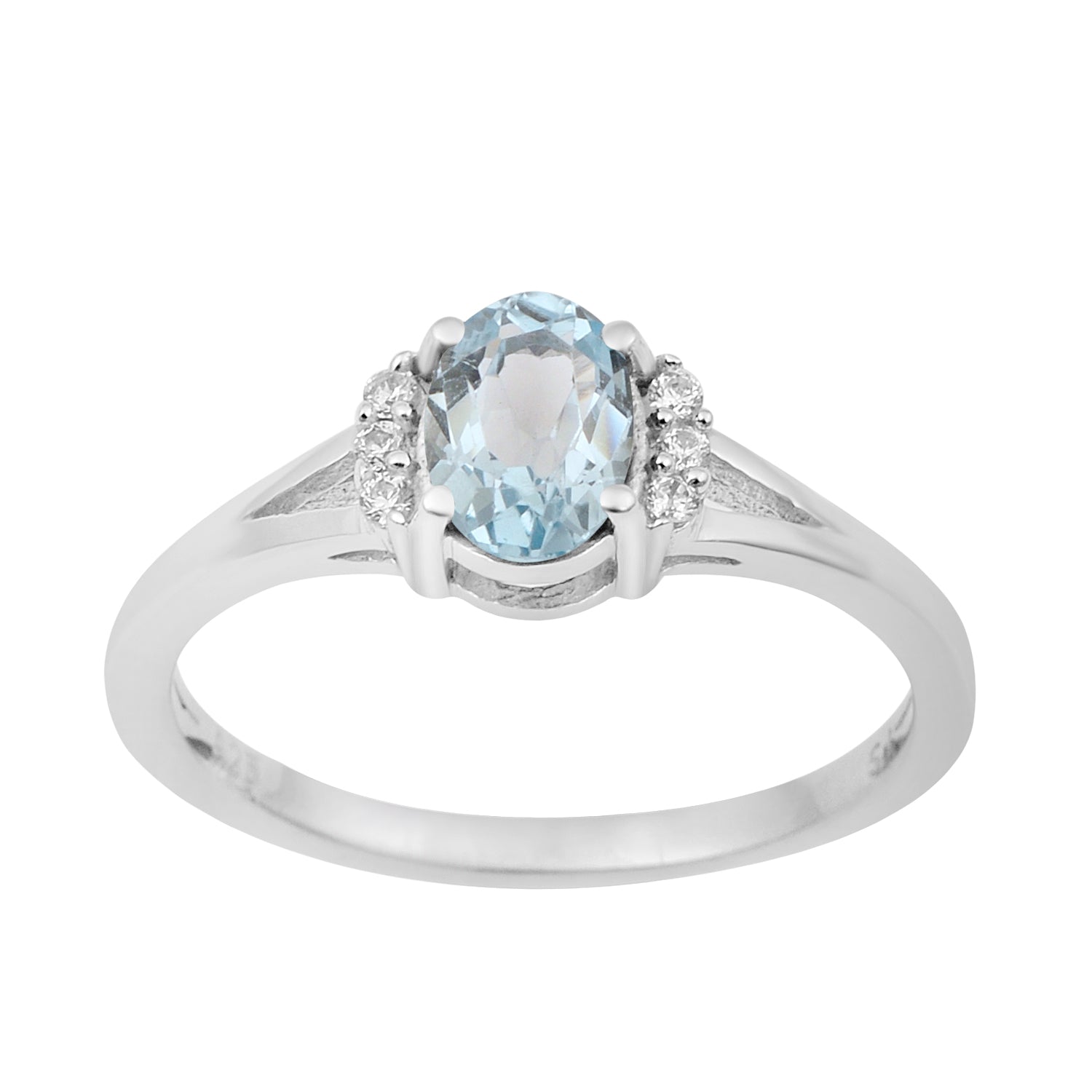 0.65 Ctw Oval Blue Topaz 925 Sterling Silver Solitaire Accents Women Wedding Ring - Kimaya INC